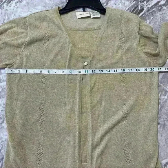 Jaclyn Smith Sweater Womens Medium Beige Gold Long Sleeve Sweatshirt 74% Silk - Picture 7 of 11